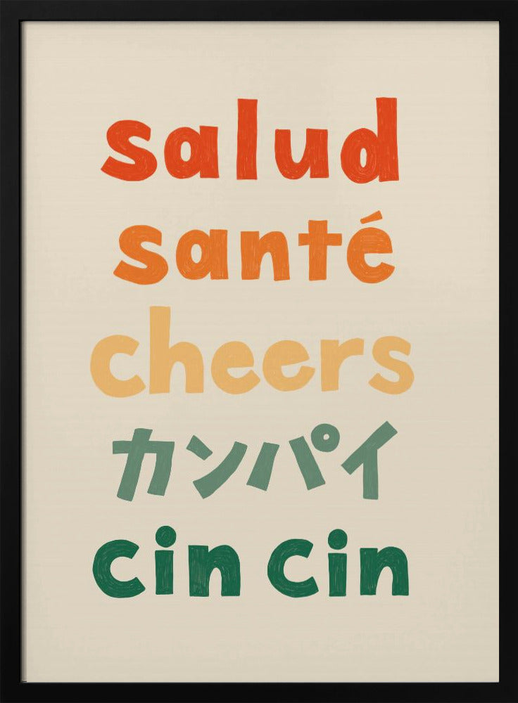 Kippis-typografia - Terveys Terveys Kippis Kanpai Cin cin | Julisteet - Taidevedokset
