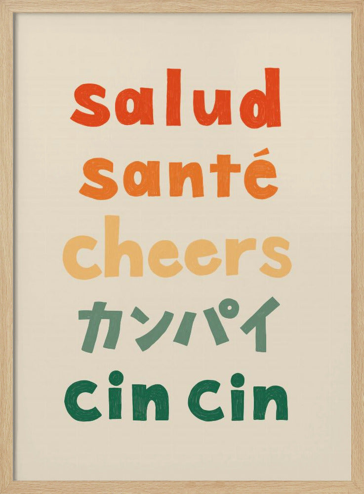 Kippis-typografia - Terveys Terveys Kippis Kanpai Cin cin | Julisteet - Taidevedokset