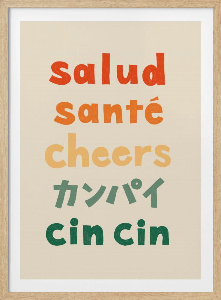 Kippis-typografia - Terveys Terveys Kippis Kanpai Cin cin | Julisteet - Taidevedokset