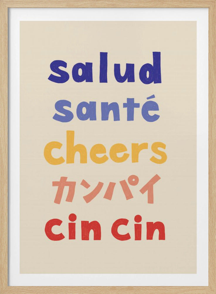 Kippis-typografia - Terveys Terveys Kippis Kanpai Cin cin | Julisteet - Taidevedokset