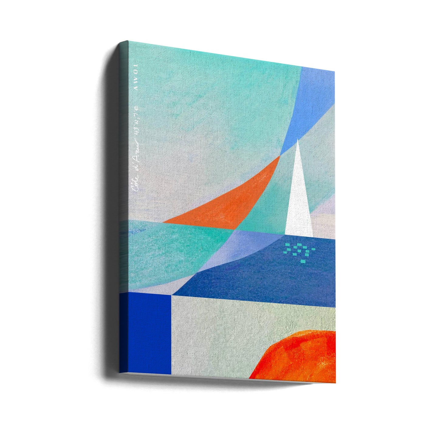 Abstract Seascape With White Sailboat On The Mediterranean, French Riviera Wall Art | Canvas