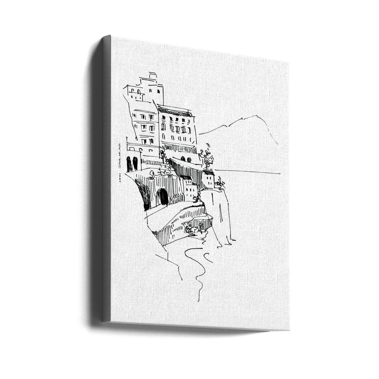 Arte paesaggistica italiana, piccole città sul mare della Costiera Amalfitana | Stampe su Tela