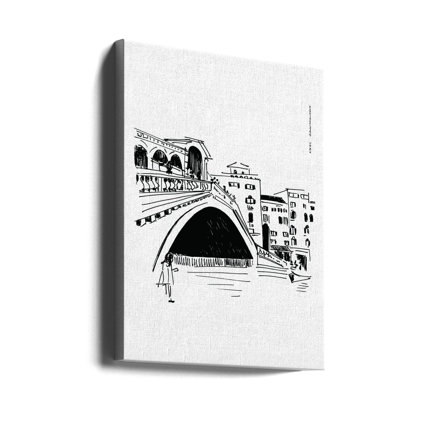 Rialto Bridge, Venice Illustration, Italy City Art Print | Canvas