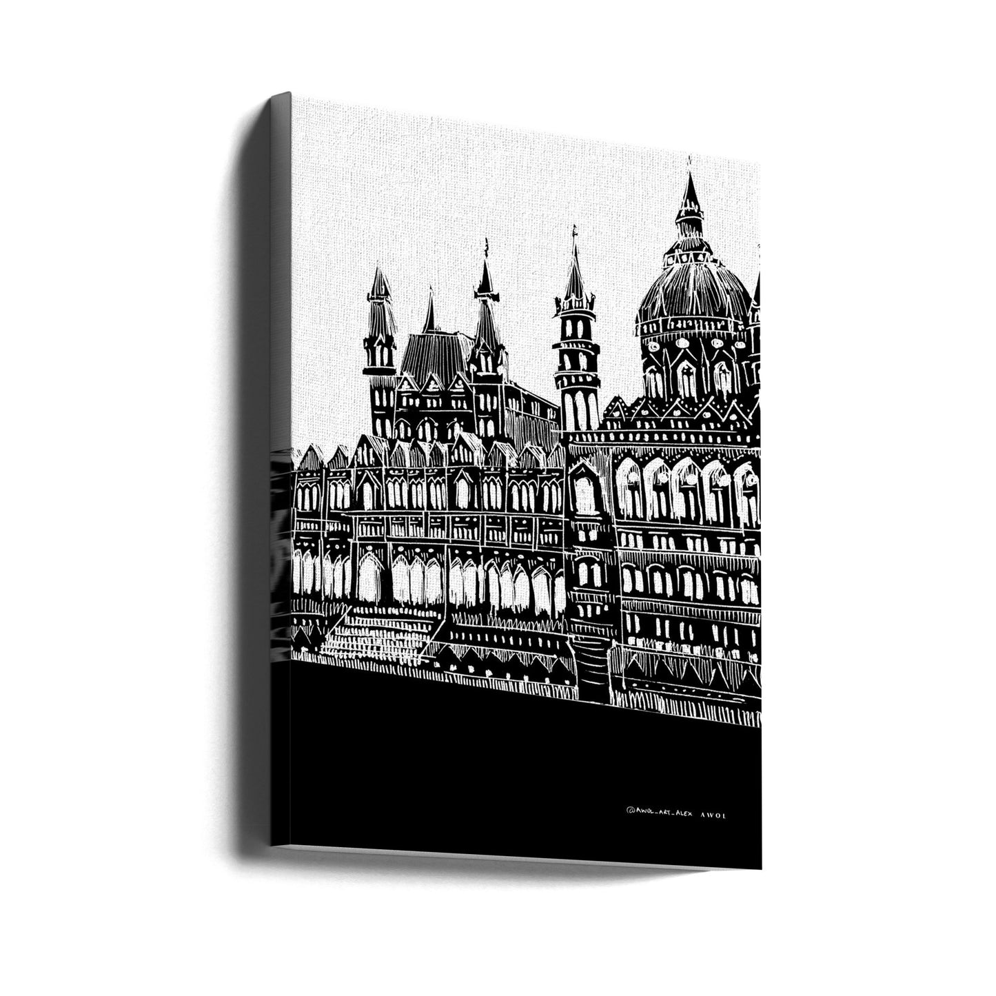 Budapest, Ungarn, Stadtkunst, Schwarz-Weiß-Architekturzeichnung | Leinwand-Bilder