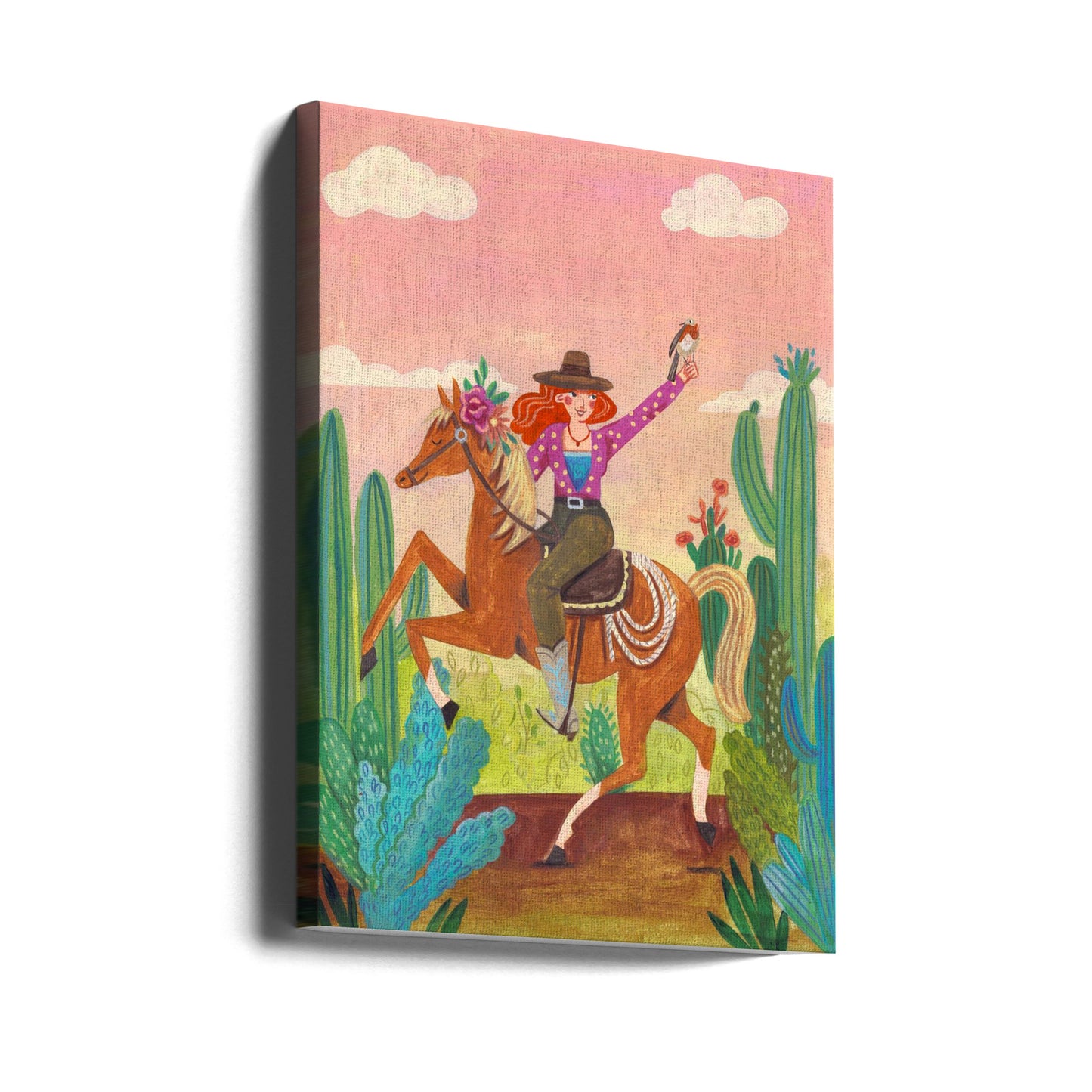 Cowgirl on horse in the desert | Canvas