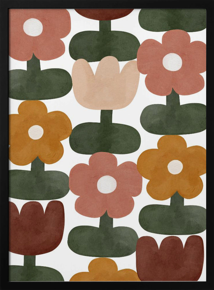 Retro Floral Grid | Poster