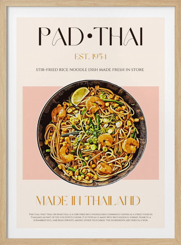 Elegante Illustration von Pad Thai | Poster