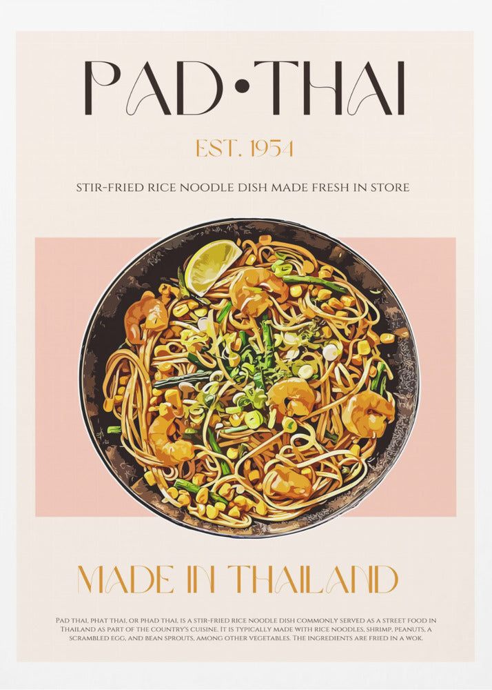 Elegante Illustration von Pad Thai | Poster