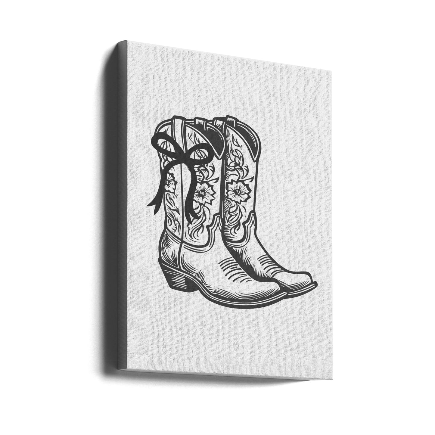 Czarne kowbojskie buty z kokardą | Wydruki na łótnie