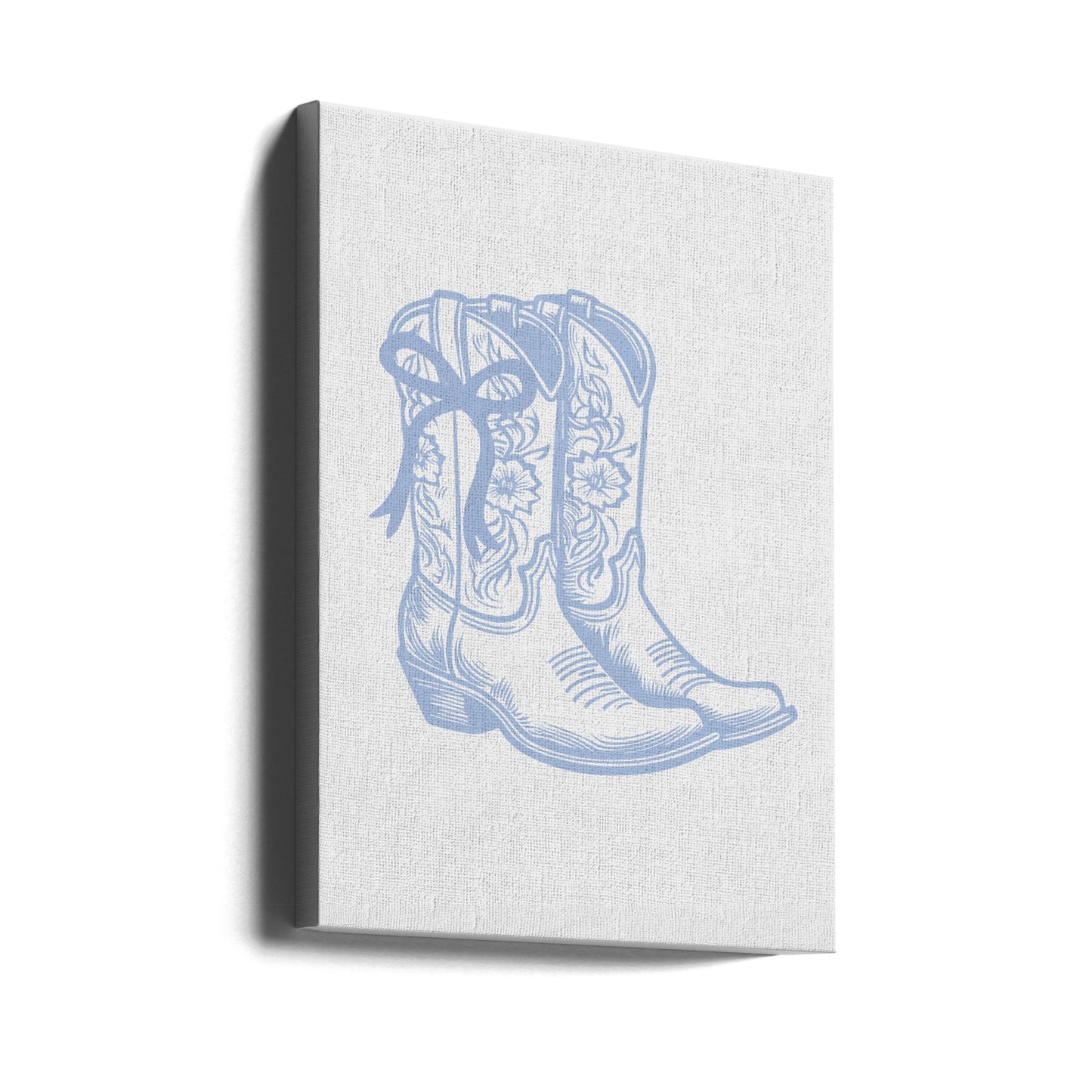Jasnoniebieskie buty kowbojskie z kokardą | Wydruki na łótnie
