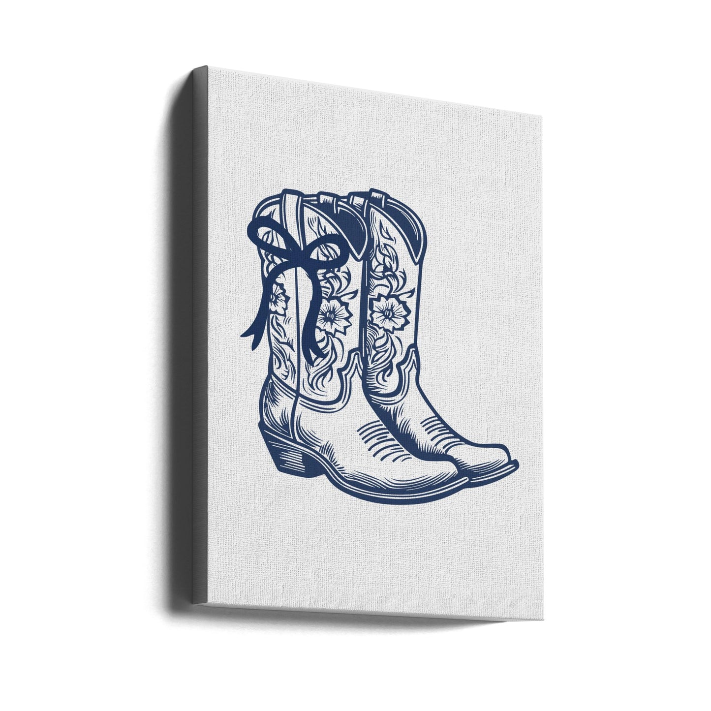 Navy Blue Cowgirl Boots with Bow | Canvas