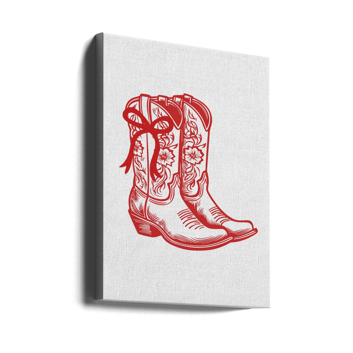 Czerwone kowbojskie buty z kokardą | Wydruki na łótnie