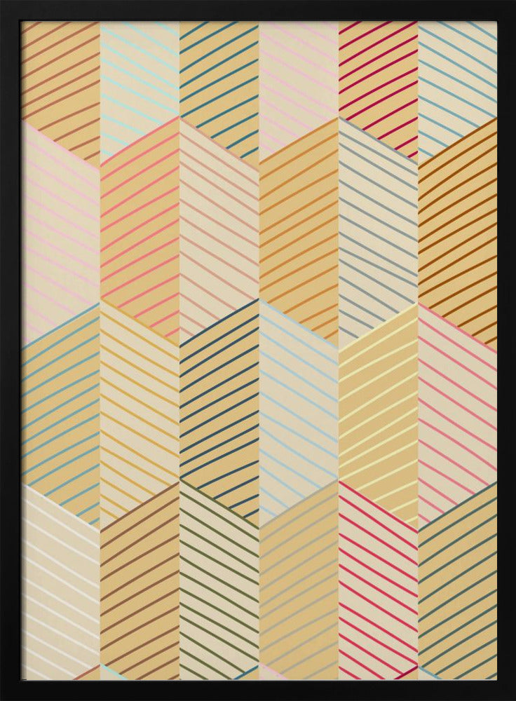 Floral Heritage herringbone vintage yellow pattern | Poster
