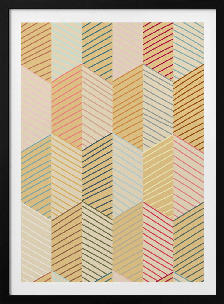 Floral Heritage herringbone vintage yellow pattern | Poster