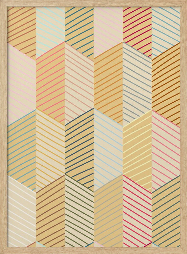 Floral Heritage herringbone vintage yellow pattern | Poster