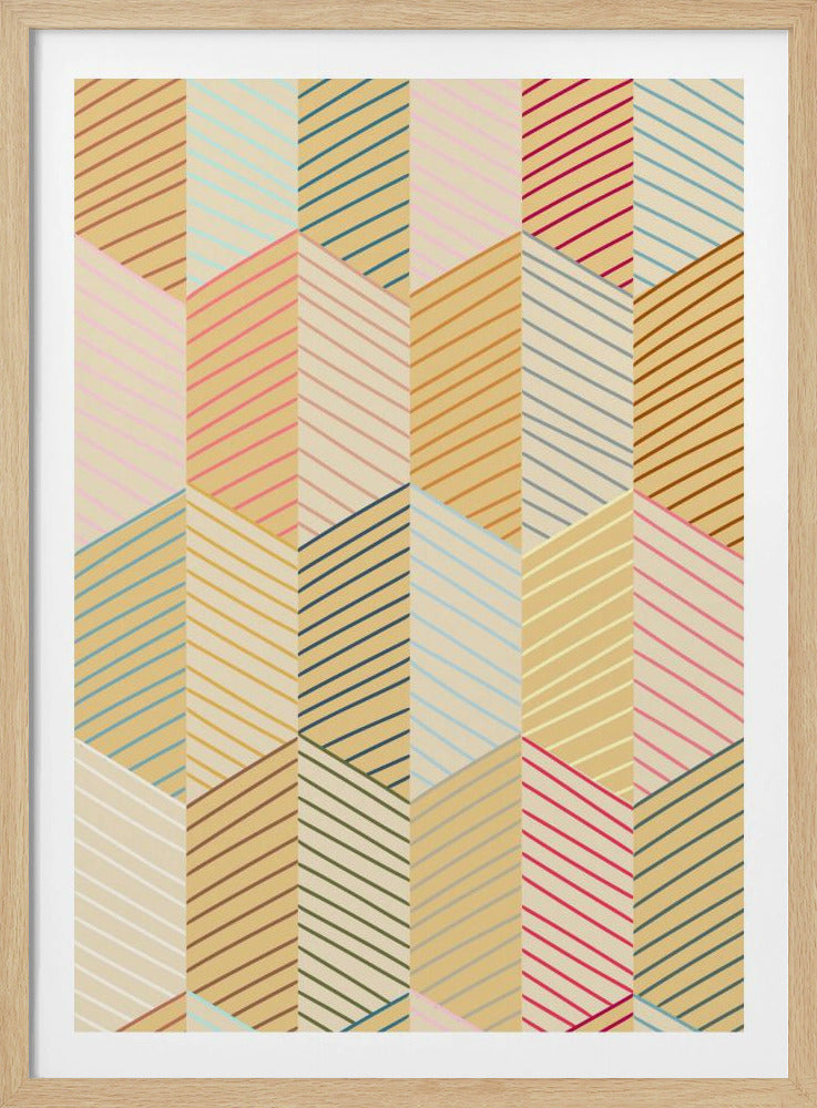 Floral Heritage herringbone vintage yellow pattern | Poster