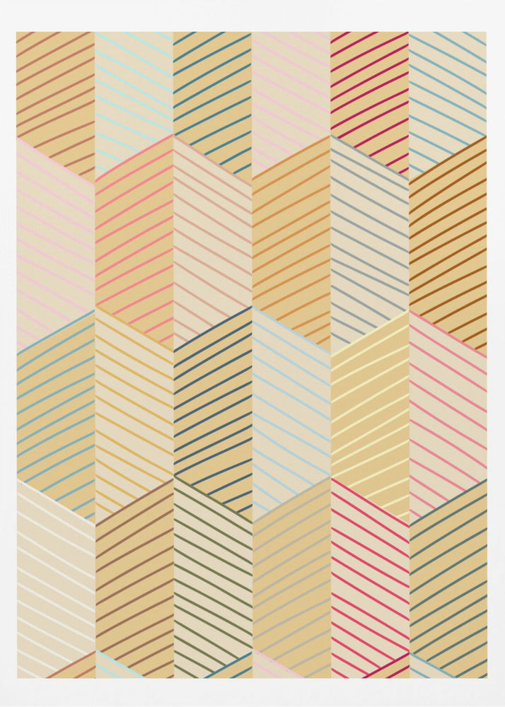 Floral Heritage herringbone vintage yellow pattern | Poster