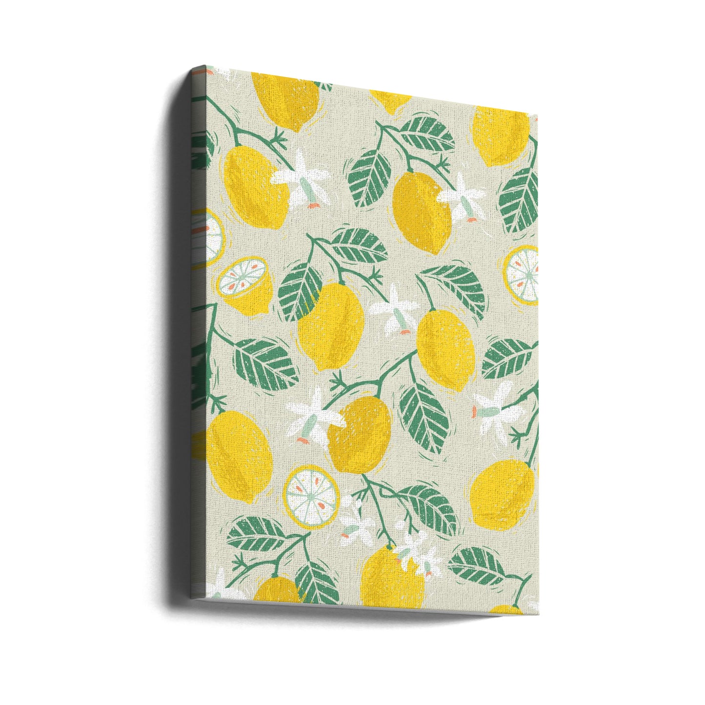 Gelbe Zitrone und grüne Blätter | Leinwand