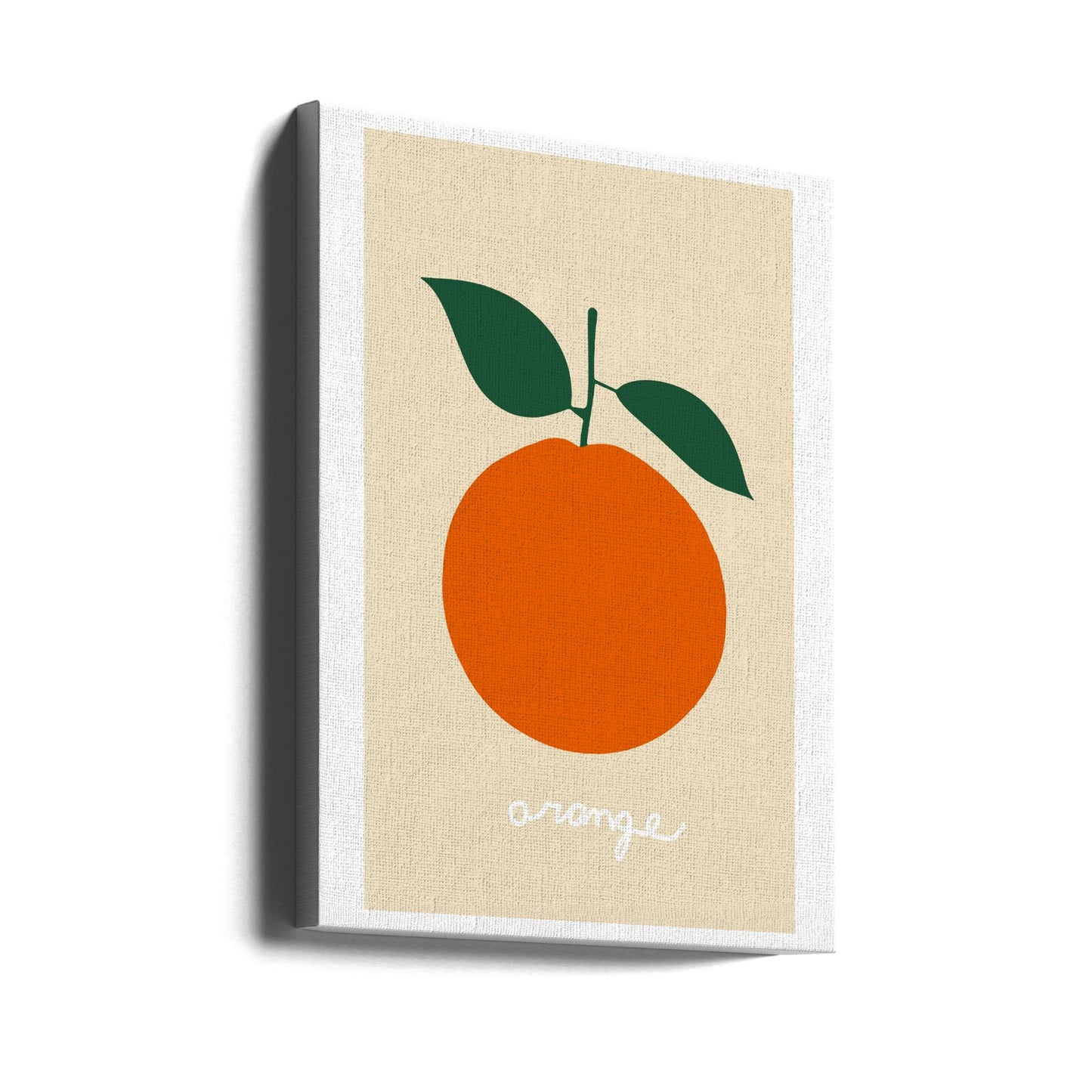 Stilisierte Orange mit dunkelgrünen Blättern | Leinwand