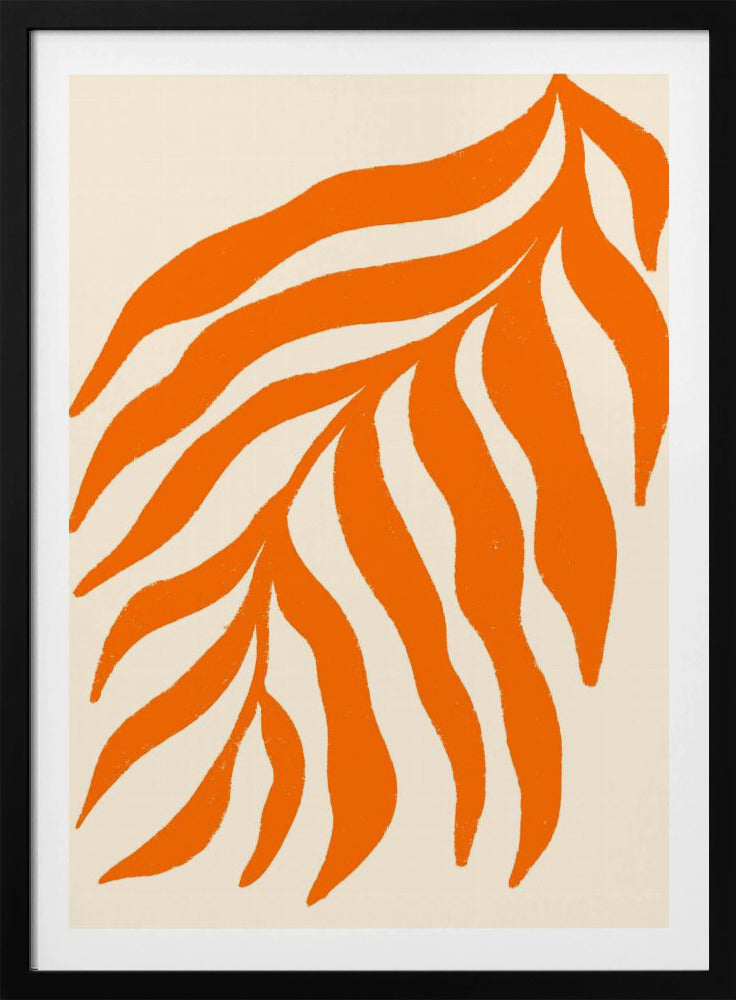 Orange Silhouette Textured Branch | Poster