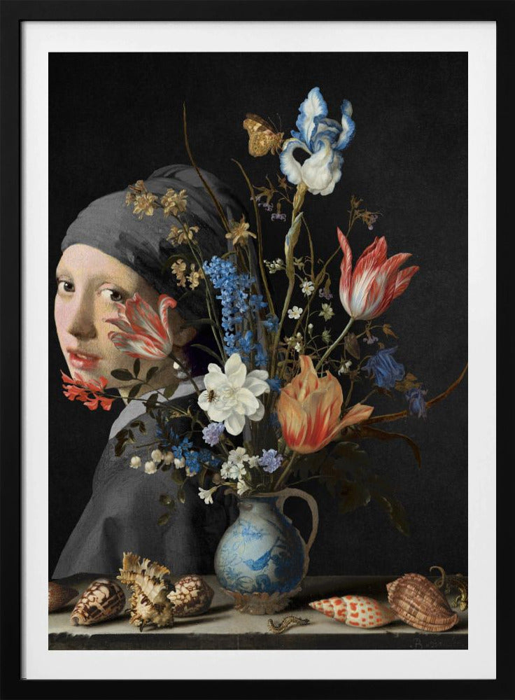 Das Mädchen mit dem Perlenohrring – Hinter einer Wan Li-Vase | Poster