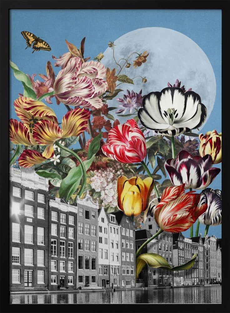 Lebendige Tulpen und komplizierte Schmetterlinge | Poster