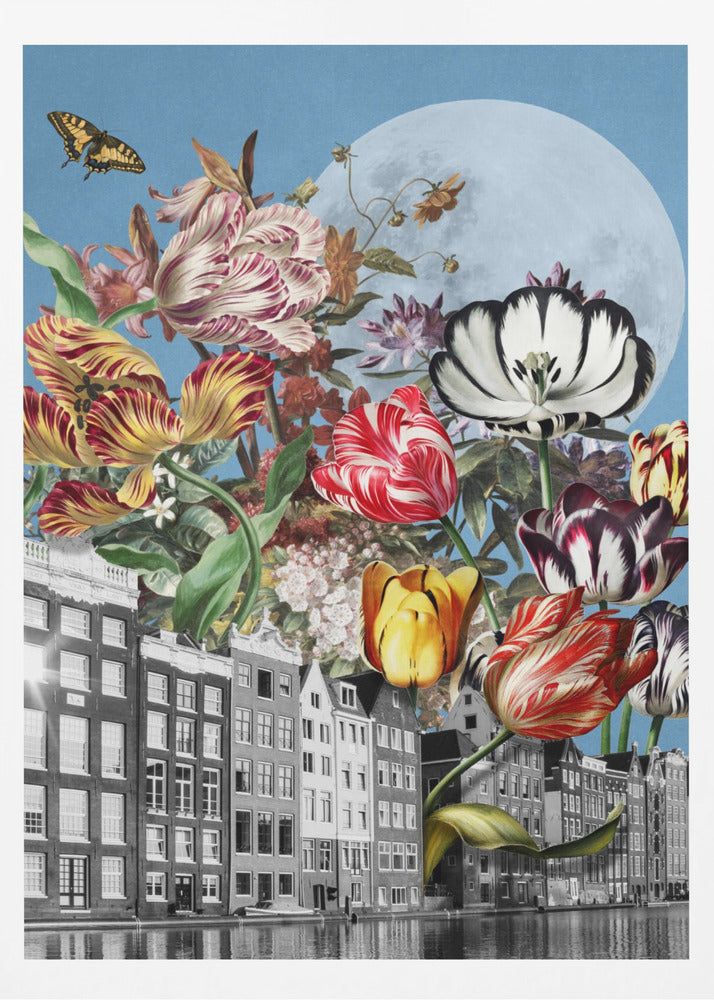 Lebendige Tulpen und komplizierte Schmetterlinge | Poster