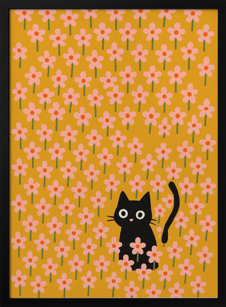 Playful Floral Cat | Poster
