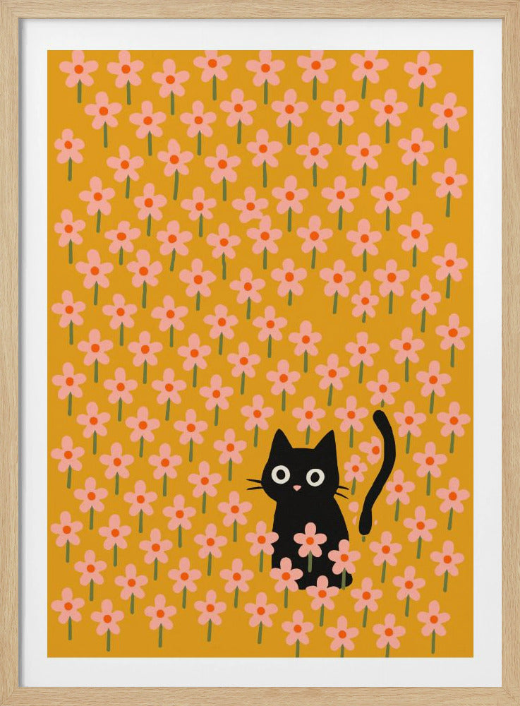 Playful Floral Cat | Poster