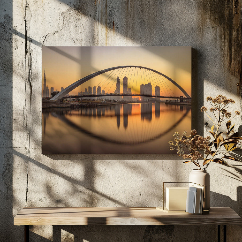 Lever de soleil sur le canal de Dubaï | Tableaux sur Toile
