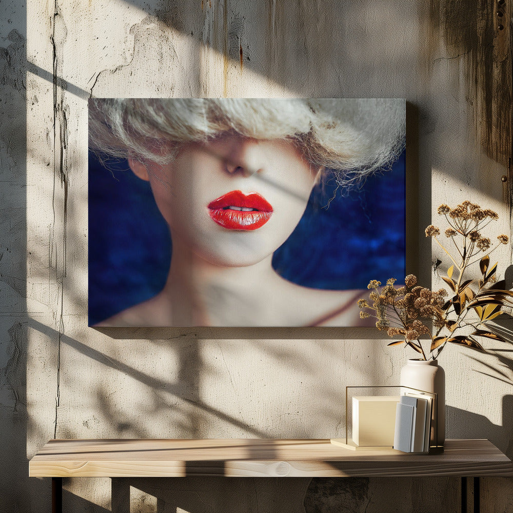 Red Lips, Hidden Eyes | Canvas