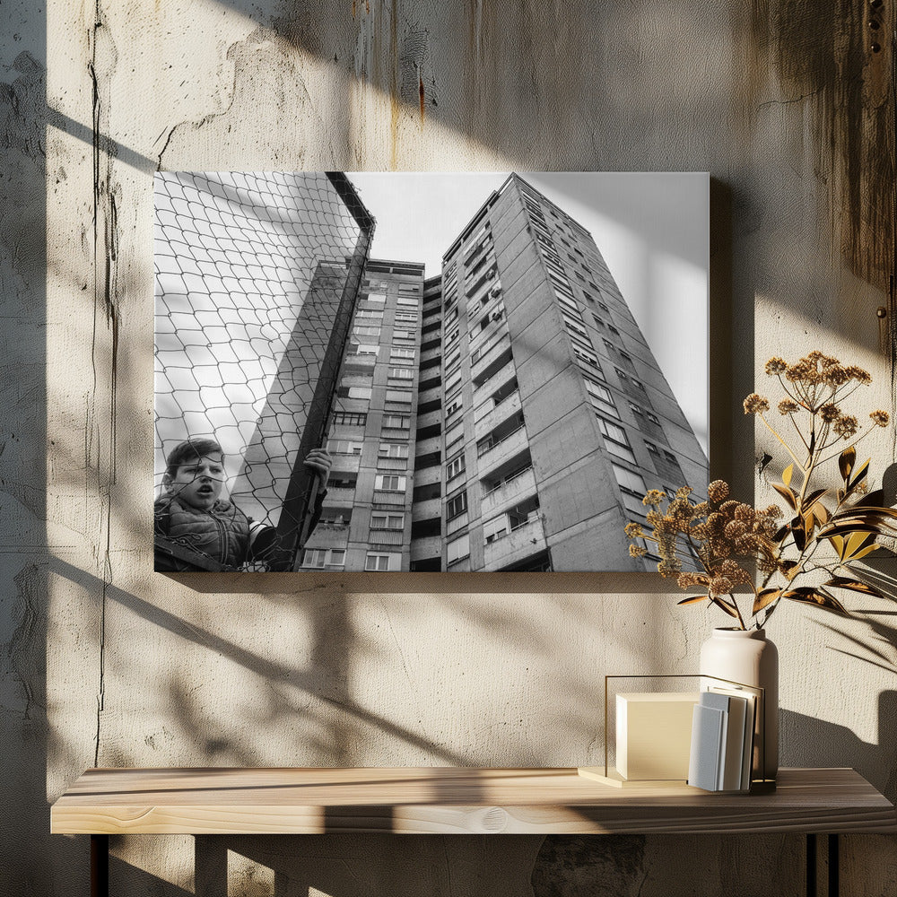 Il ragazzo dietro la recinzione | Stampe su Tela