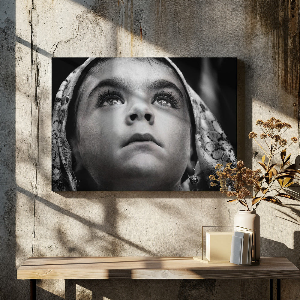 Girl with Sardinian traditional veil | Canvas