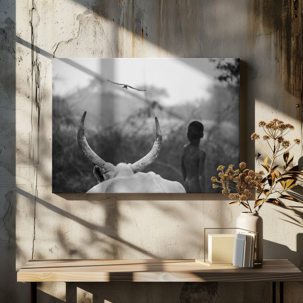 Niño y vaca | Impresiones en Lienzo