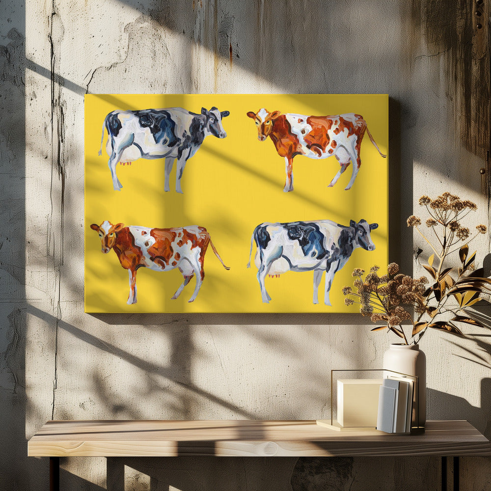 Cow Art On Yellow | Canvas