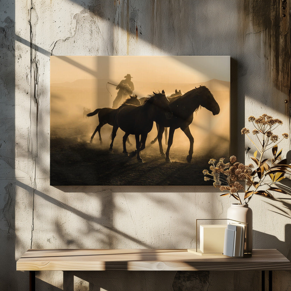 Run between horses | Canvas