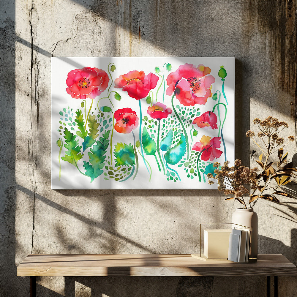 Prado de amapolas rojas de primavera | Impresiones en Lienzo