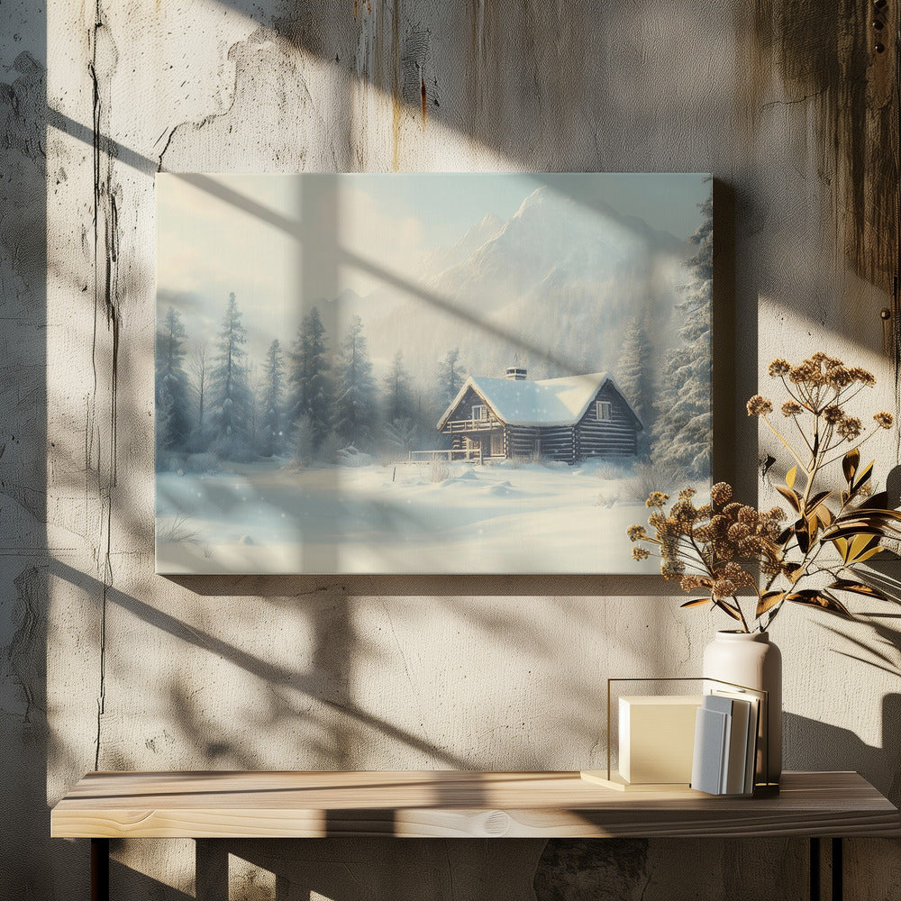 Cabin In Snowy Landscape | Canvas