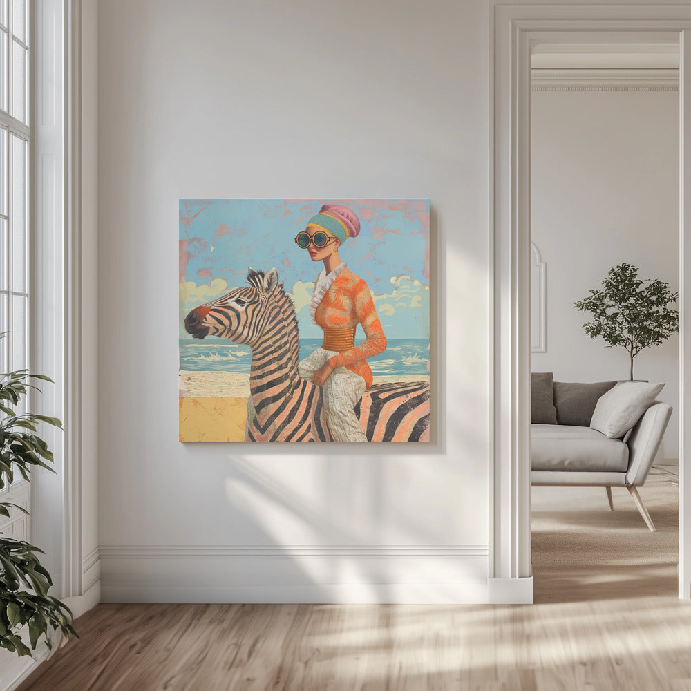 Kvinna och zebra | Canvas