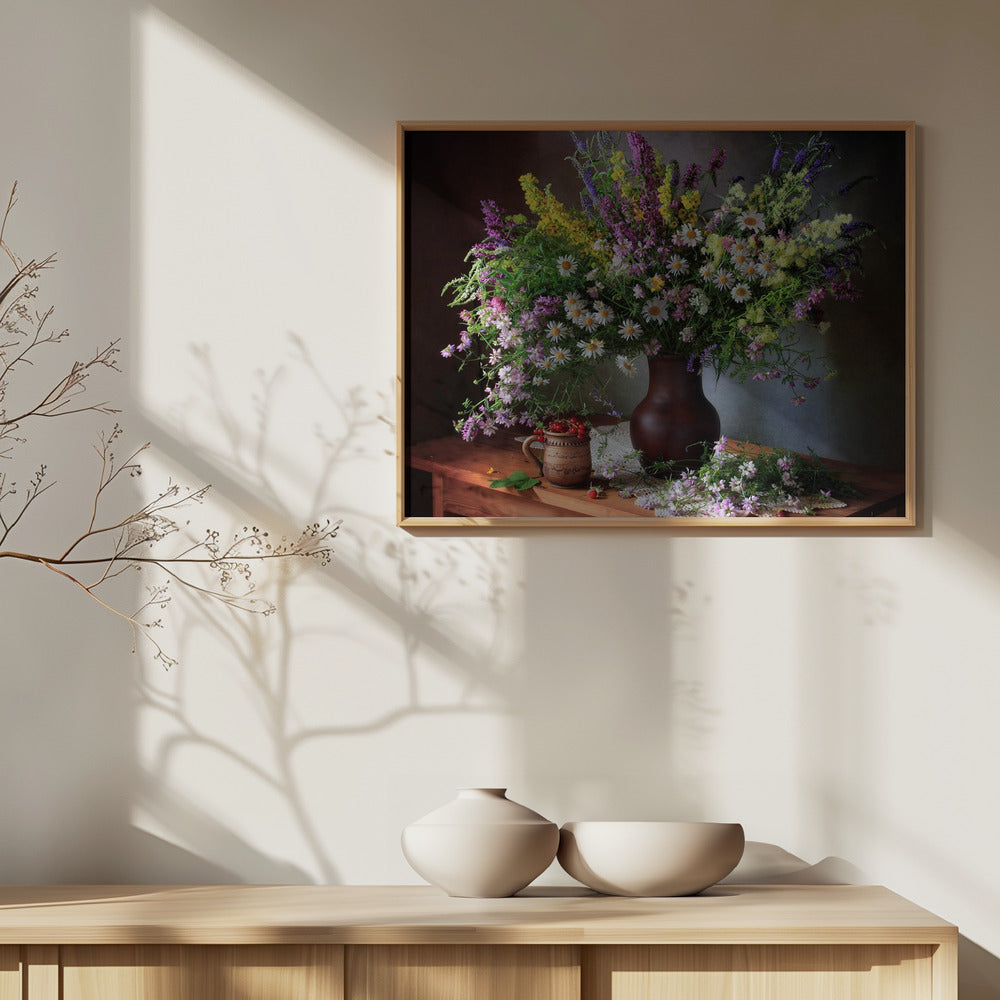 Still life with wildflowers and berries | Poster