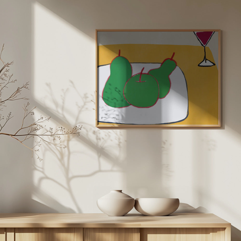 Grüne Birnen auf dem Tisch | Poster