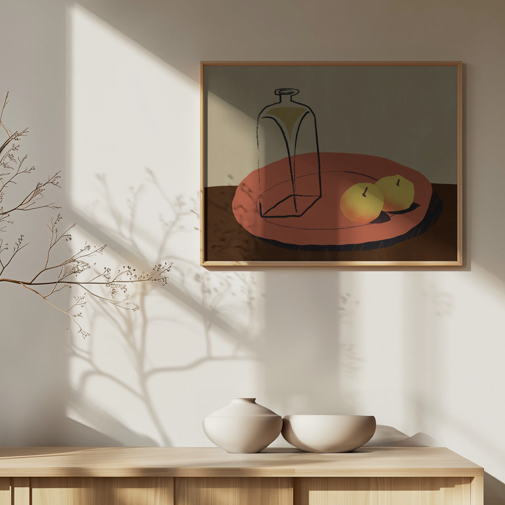 Glas und Apfel | Poster - Kunstdruck
