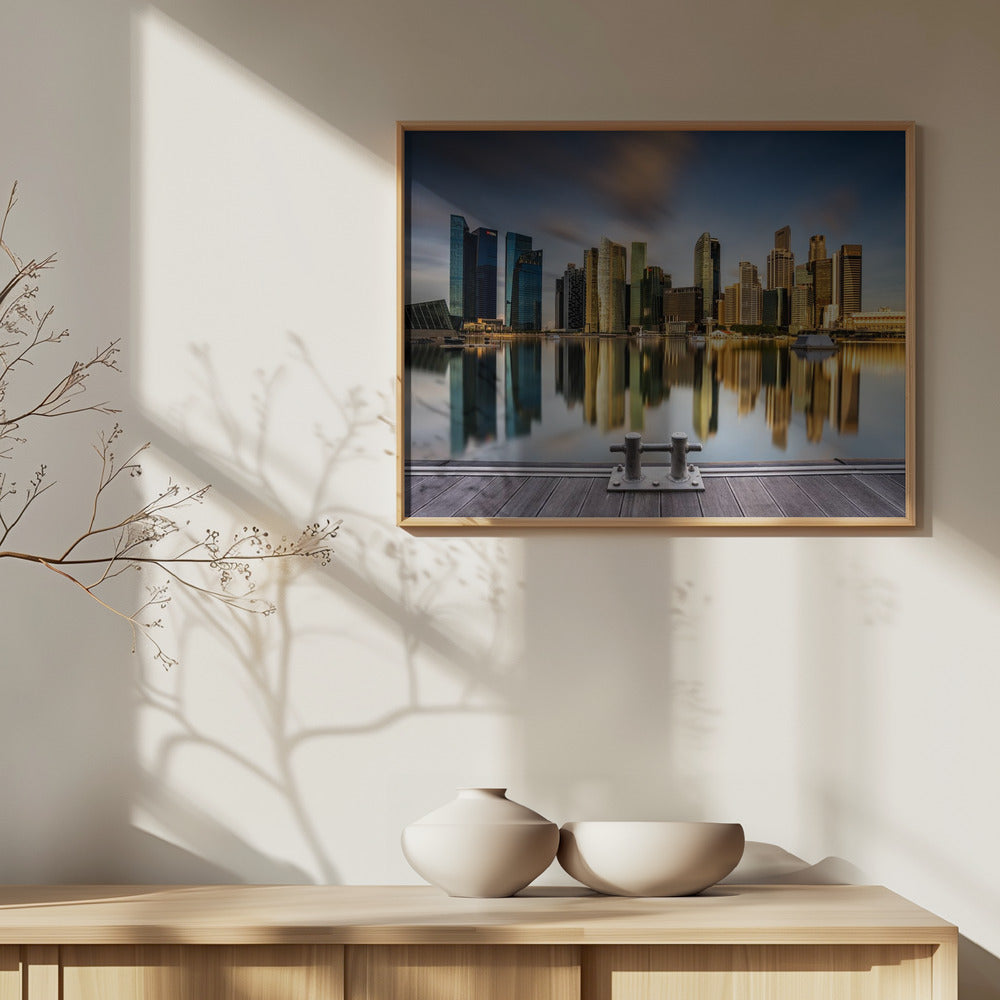 Kultainen aamu Singaporessa | Julisteet - Taidevedokset