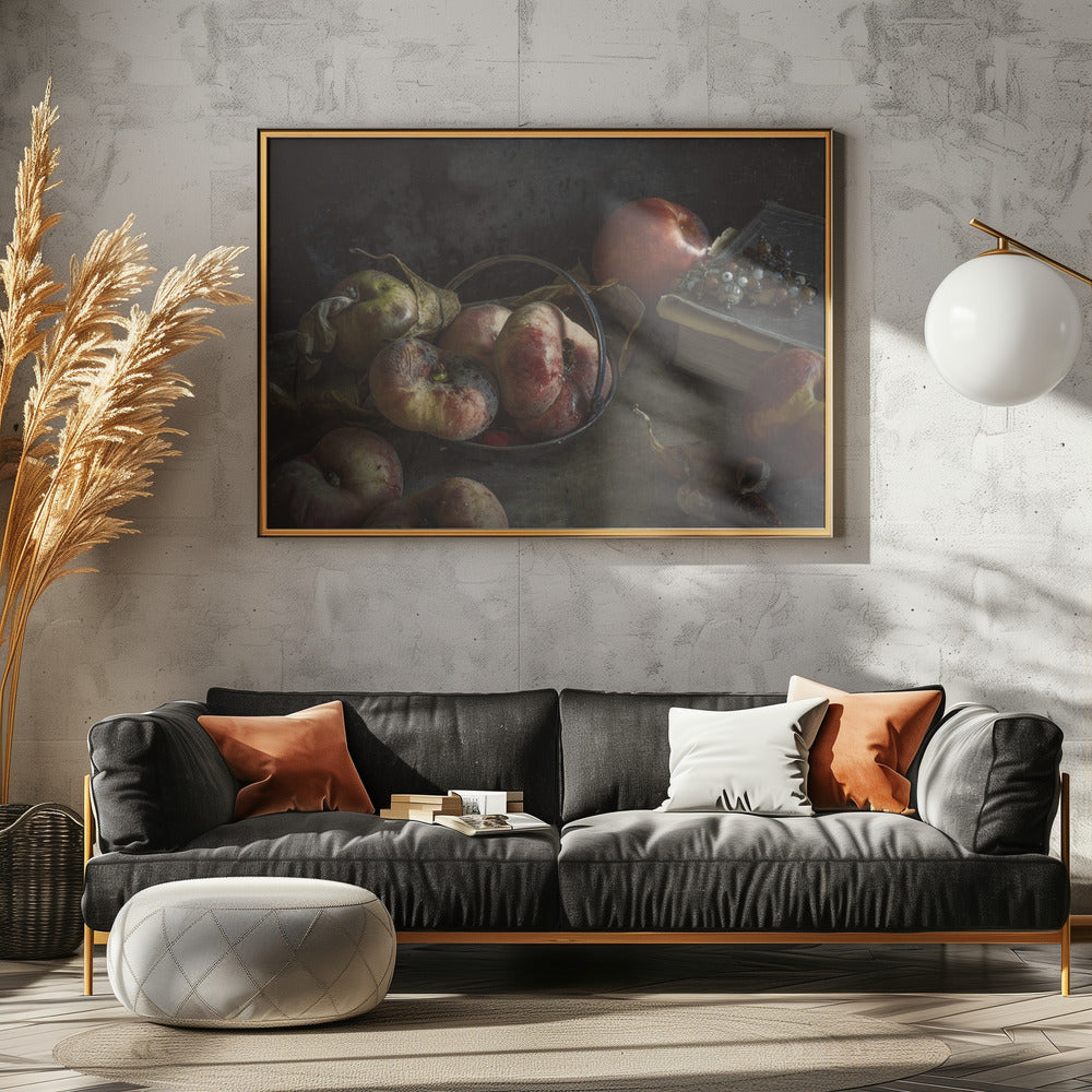 Stilleben med bog og ferskner | Plakater - Kunsttryk