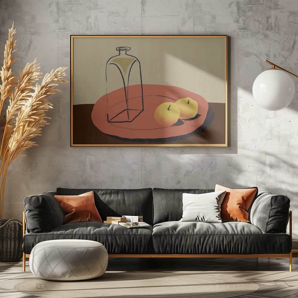 Glas und Apfel | Poster - Kunstdruck