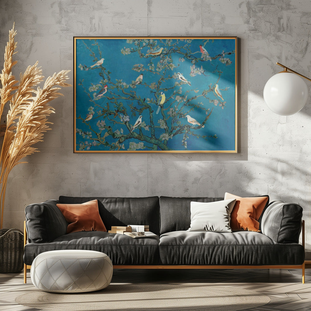 Vögel in der Mandelblüte | Poster