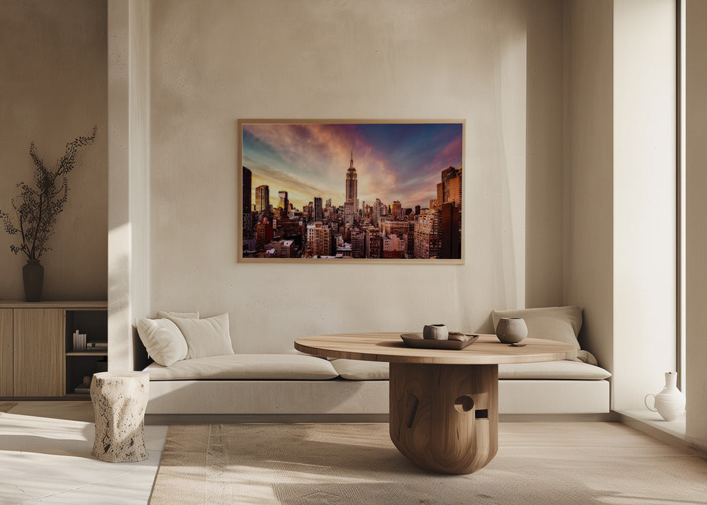 Keskikaupungin auringonlasku | Julisteet - Taidevedokset