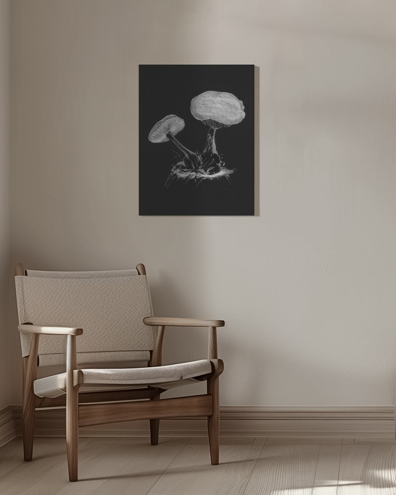Vintage Violet Webcap Mushroom Dark BW | Canvas