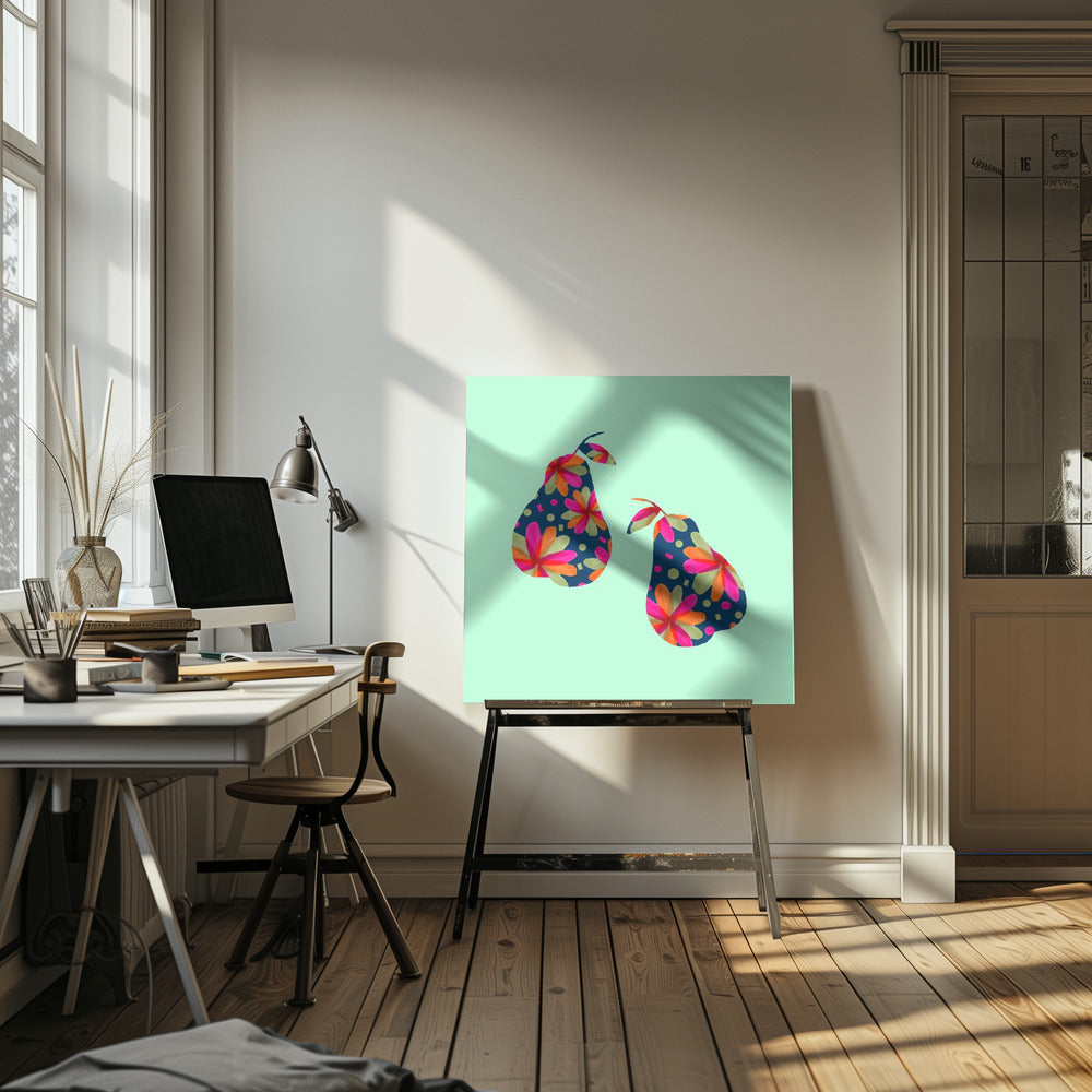 Birnen im Muster Kunstdruck | Leinwand