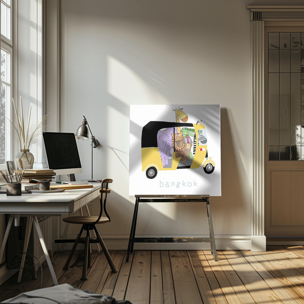 Jungle Animals Take a Ride in a Bangkok Tuk Tuk by Carla Daly | Canvas